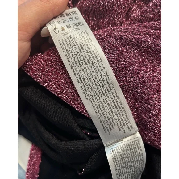 ❌SOLD❌MNG Pink Metallic Mini Wrap Dress Size 18 Cocktail Lightweight Stretch - Picture 15 of 15